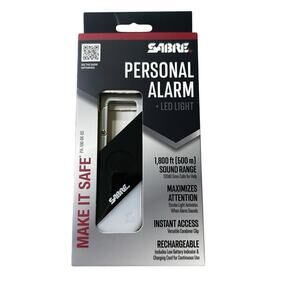 SABRE Black Personal Alarm Safety Device with LED Light NEW